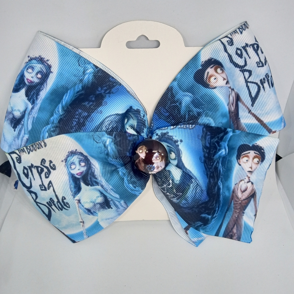 Hand Crafted Blue and White Kids Hair Bow